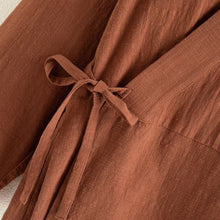 Load image into Gallery viewer, Cotton Textured Cross Collar Wrap Side Tie Loose Cardigan
