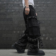 Load image into Gallery viewer, Dark Strappy Deconstructed Wide-leg Jeans
