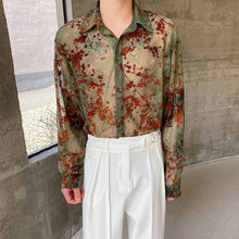 Load image into Gallery viewer, Floral Mesh Lapel Shirt
