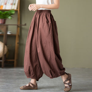 Cotton And Linen Loose Wide-leg Casual Big Bloomers
