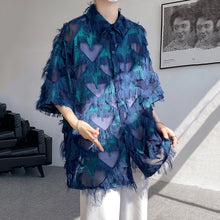 Load image into Gallery viewer, Tassel Hot Stamping Loose Quarter Sleeve Shirt
