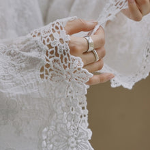 Load image into Gallery viewer, Women's Washed Cotton Lace Cut Out Breathable Shirt
