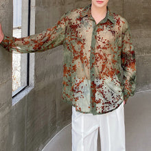 Load image into Gallery viewer, Floral Mesh Lapel Shirt
