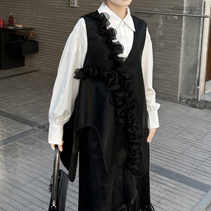 Ruffled Irregular V-neck Vest