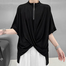 Load image into Gallery viewer, Women's Cross-over Hem Zipper T-shirt

