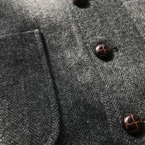 Vintage Multi-Pocket Herringbone Wool Vest