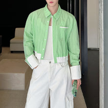 Load image into Gallery viewer, Striped Contrast Cropped Casual Shirt
