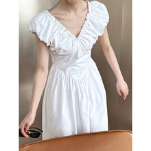 Load image into Gallery viewer, French Waist Halter V-neck Pleated Dress
