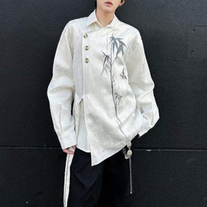 Bamboo Butterfly Lapel Jacquard Shirt