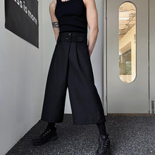 Load image into Gallery viewer, Dark Belt Cropped Wide Leg Pants
