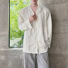Load image into Gallery viewer, Double-layered Collar Handmade Pearl Draped Shirt
