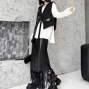 Embroidered Irregular Loose Versatile Vest
