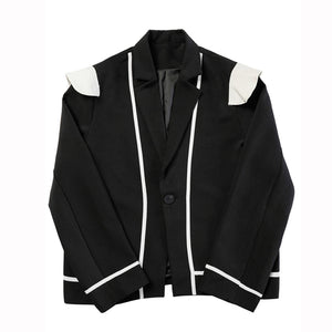 Black and White Contrast Casual Loose Short Jacket