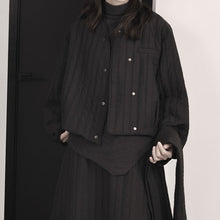 Load image into Gallery viewer, Textured Loose-fitting Casual Striped Cotton Coat
