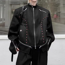 Load image into Gallery viewer, Retro Dark Stand-up Collar Zip-up Jacket
