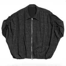 Load image into Gallery viewer, Women Pleated Textured Zip-up Collar Shirt
