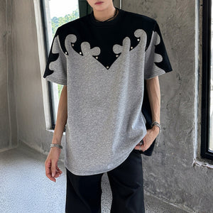 American Shoulder Pad Contrast Color T-shirt
