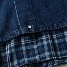 Load image into Gallery viewer, Fake Two-piece Plaid Patchwork Shirt
