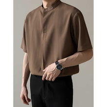 Load image into Gallery viewer, Loose Stand Collar Ice Silk Texture Casual Shirt
