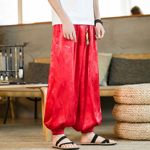 Retro Dragon Pattern Jacquard Harem Pants