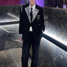 Load image into Gallery viewer, Shiny Rhinestone Chain Loose Shoulder Pad Jacket
