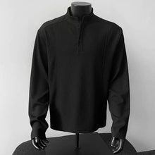 Load image into Gallery viewer, Ribbed Textured Band Collar Henley Shirt
