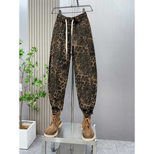 Load image into Gallery viewer, Leopard Print Jacquard Loose Straight Leg Casual Pants
