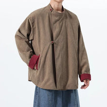 Load image into Gallery viewer, Reversible Stand Collar Frog Button Loose Hanfu Cardigan
