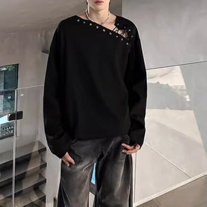 American Off-shoulder Tie-back Textured T-shirt