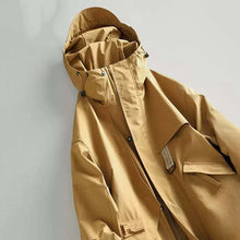 Load image into Gallery viewer, Retro Mid-length Hooded Casual Windbreaker Jacket

