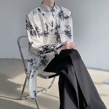 Load image into Gallery viewer, Bamboo Leaf Jacquard Flowing Fake Two-Piece Shirt
