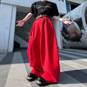 Scimitar Button Loose Casual Wide-leg Pants