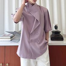 Load image into Gallery viewer, Summer Stacked Collar Shoulder Pad Shirt

