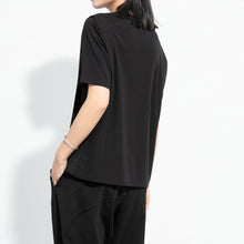 Load image into Gallery viewer, Draped Hem Pleated Patchwork T-shirt
