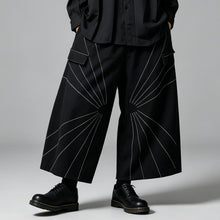 Load image into Gallery viewer, Japanese Draped Loose Long Sleeve Shirt Contrast Line High-waist Loose Wide-leg Pants Two-piece Set
