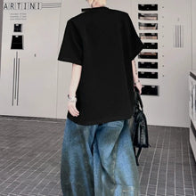 Load image into Gallery viewer, Beaded Letter Shoulder-Pad T-Shirt
