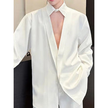 Load image into Gallery viewer, Adjustable Collar Deep Plunging V Neck Cutout Loose Shirt
