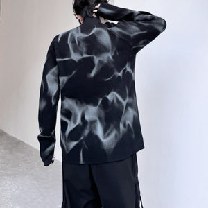 Stand Collar Spray-painted Knitted Sweater
