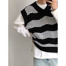 Load image into Gallery viewer, V-neck Preppy Sleeveless Wavy Knitted Vest
