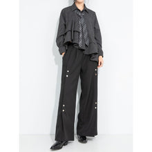 Load image into Gallery viewer, Women's Side Snap Button Draped Wide-leg Trousers
