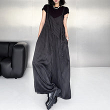 Load image into Gallery viewer, Loose Casual Stitching Striped Wide-leg Overalls
