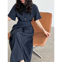 Load image into Gallery viewer, Cross-strap Short-sleeved Fitted Waist Dress
