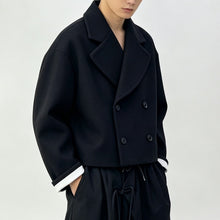 Load image into Gallery viewer, Japanese Wool Double Breasted Wide Lapel Drop Shoulder Cropped Boxy Jacket
