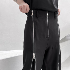 Thin Drape Slit Straight Casual Pants