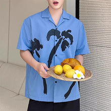 Load image into Gallery viewer, Coconut Tree Print Short Sleeve Beach Shirt
