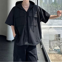 Load image into Gallery viewer, Oversized Hooded Utility Shirt with Large Pockets
