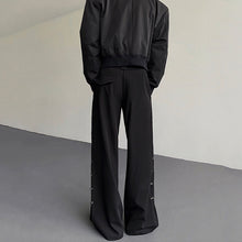 Load image into Gallery viewer, Double Belt Metal Drape Punk Straight Trousers
