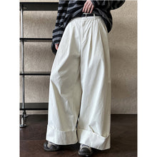Load image into Gallery viewer, Cuffed Wide-leg Cotton High-rise Straight-leg Trousers
