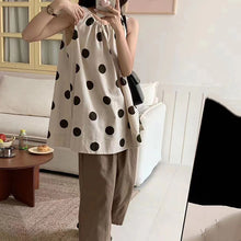 Load image into Gallery viewer, Round Neck Polka Dot Slit Sleeveless T-shirt
