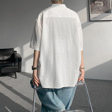 Load image into Gallery viewer, Cotton and Linen Henley Collar Loose T-Shirt
